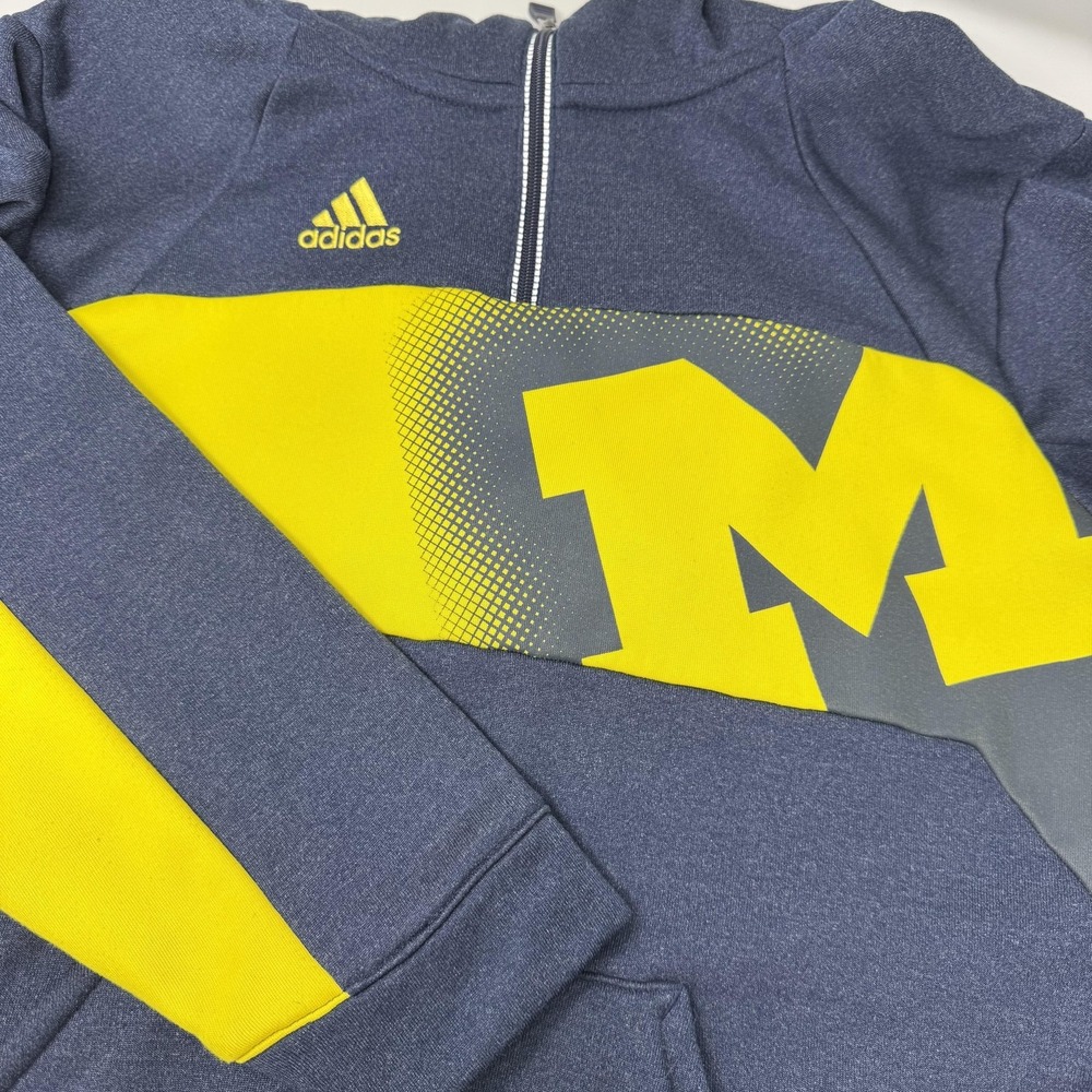Michigan Wolverines Hoodie Mens Medium‎ Blue NCAA Adidas Quarter Zip Pullover - Picture 12 of 12